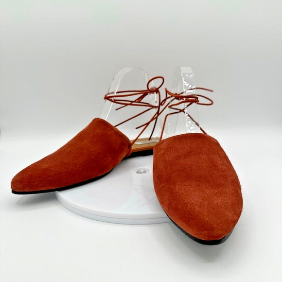 Closed Ankle Wrap Mules Womens Eur 38 Burnt Orange Suede Preppy City Sustainable - Picture 2 of 10
